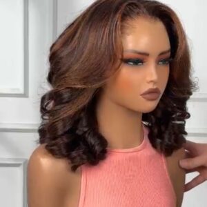 Mix color Lagos Hairline Egg curl HD frontal wig-350gram