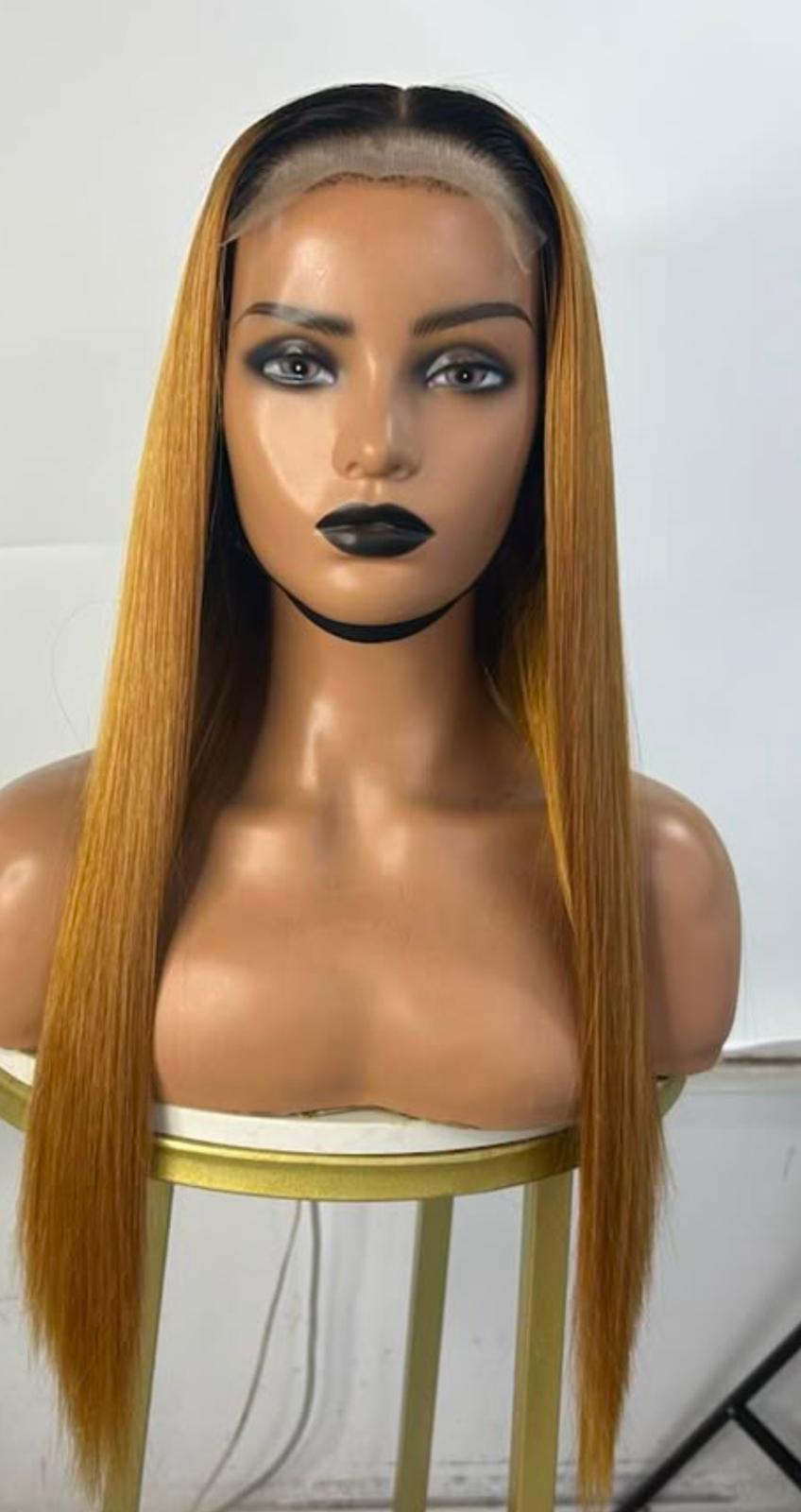 1B Gold Brazilian raw donor straight 5x5 closure wig (300g+closure)
